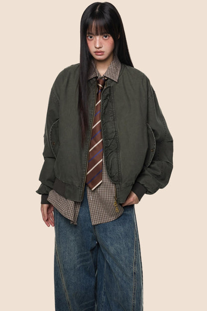 Vintage Distressed Baseball Jersey Jacket