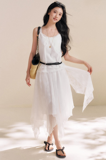 Romantic Asymmetrical Lace Skirt