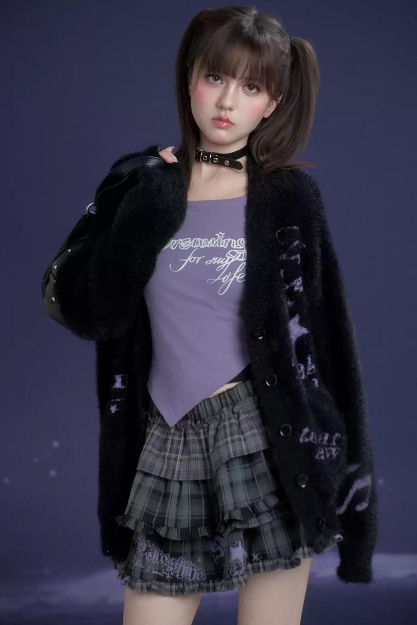 Black and Purple Fighting Spirit Top