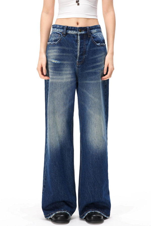American Drapey Distressed Denim Pants