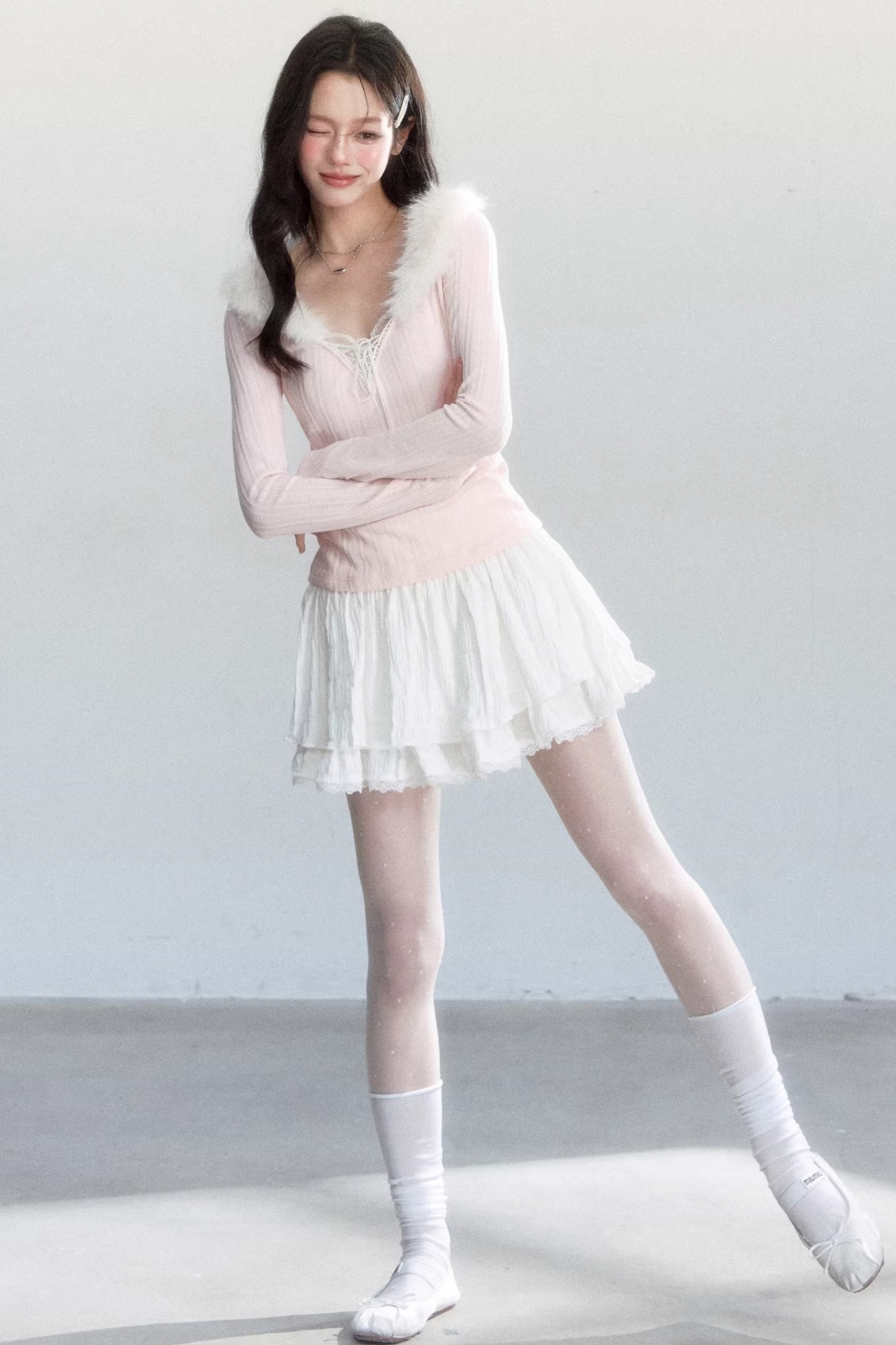 Sweet Knitted V-Neck Top