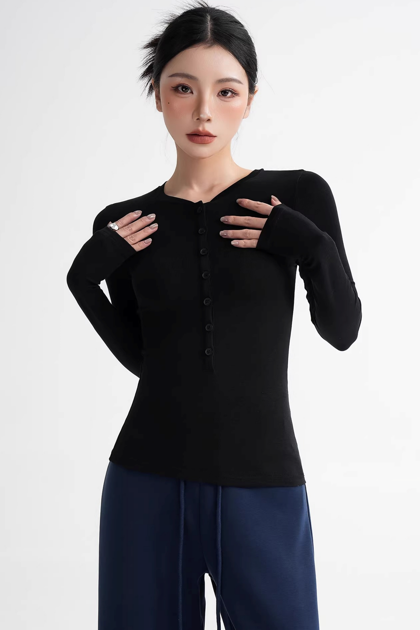Wool Lyocell Henley Top