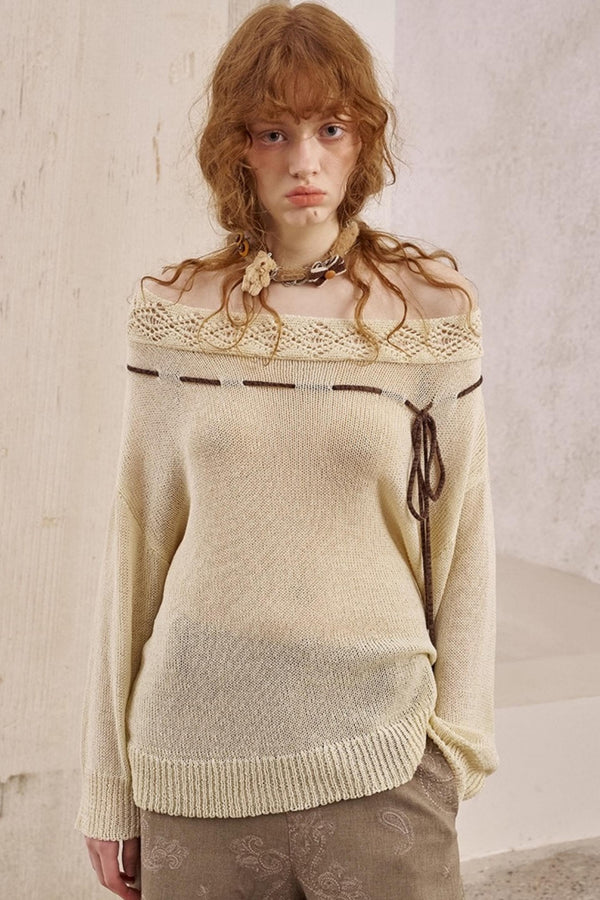 Autumn Shoulder Cut Knit Sweater