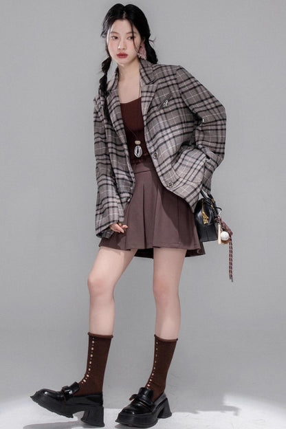 Gray Patchwork Tweed Jacket