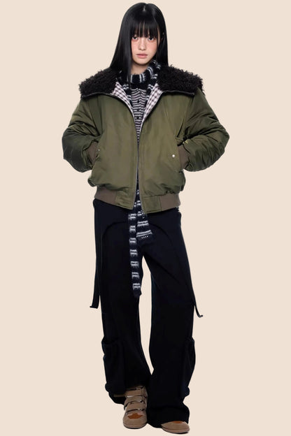 Furry Hooded Patchwork Jacket