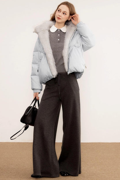 Wool Knit Wide-Leg Pants