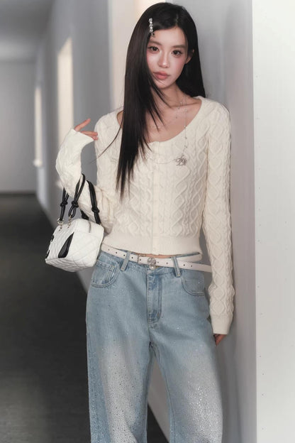 Slimming Cable Knit Sweater