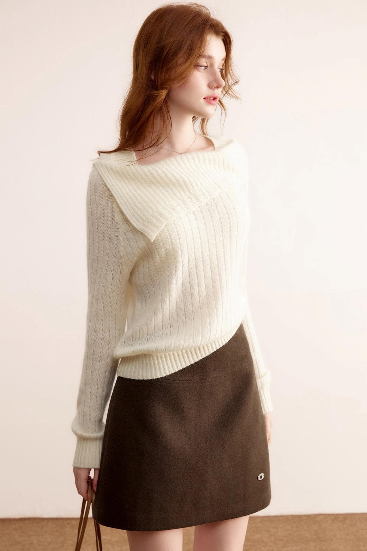 Gray Wool A-Line Skirt