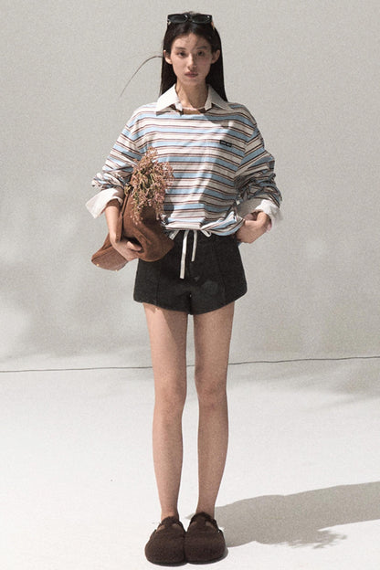 Contrasting Striped Cotton Top