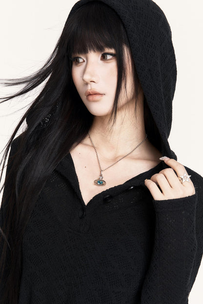 Dark Casual Long Sleeve Knitted Midi Dress