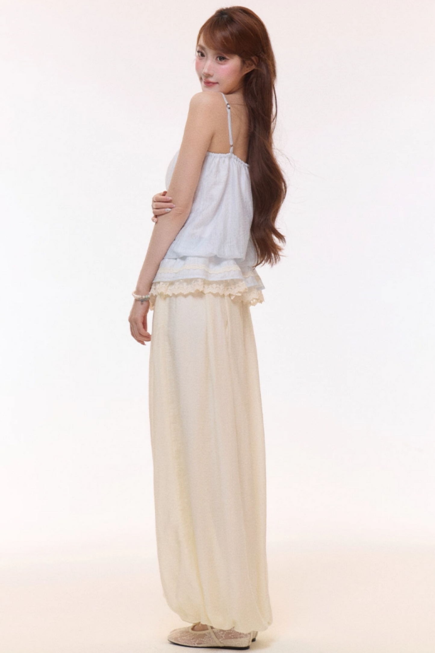Embroidered Lace Balloon Pants Set-Up