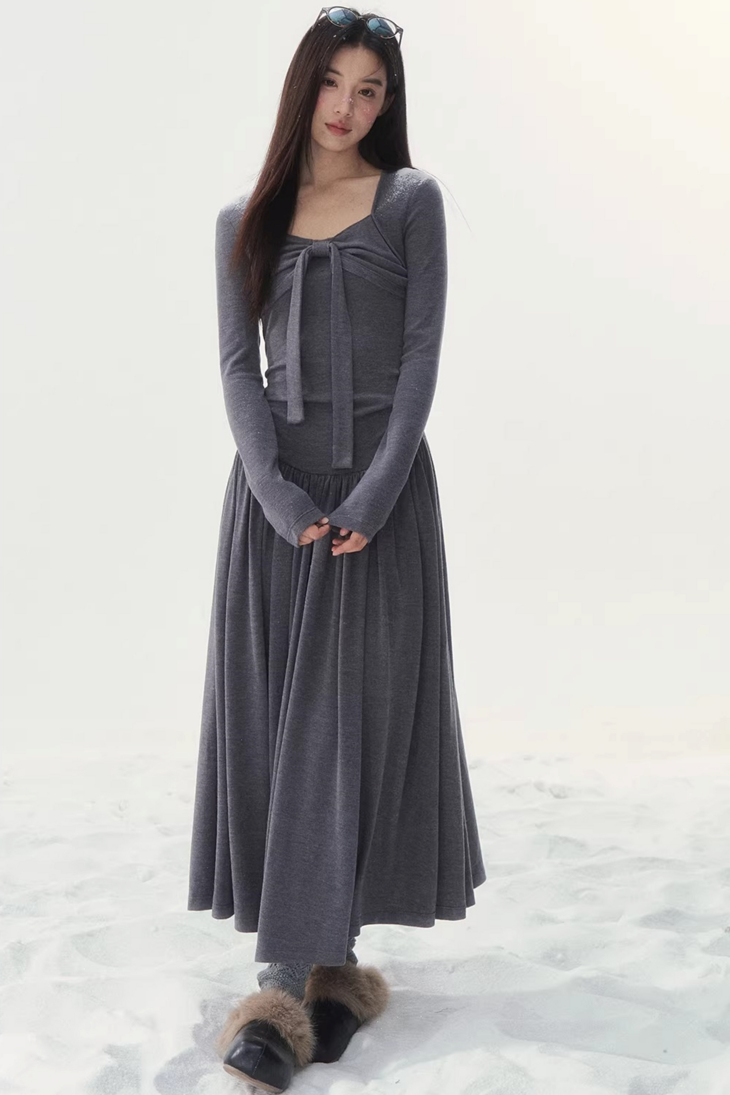 Gray Knitted Vintage Dress