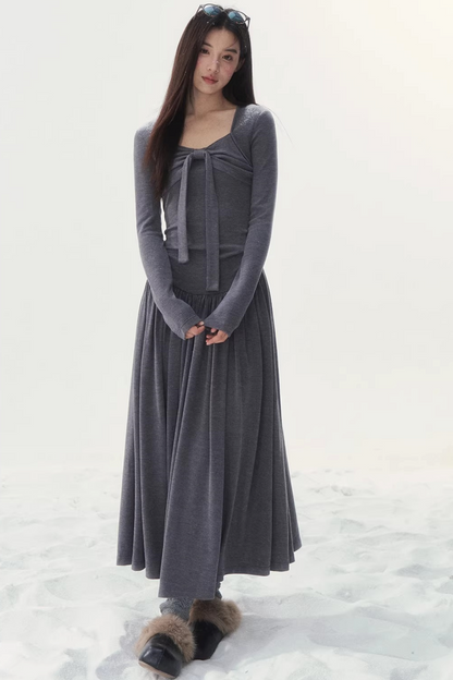 Gray Knitted Vintage Dress