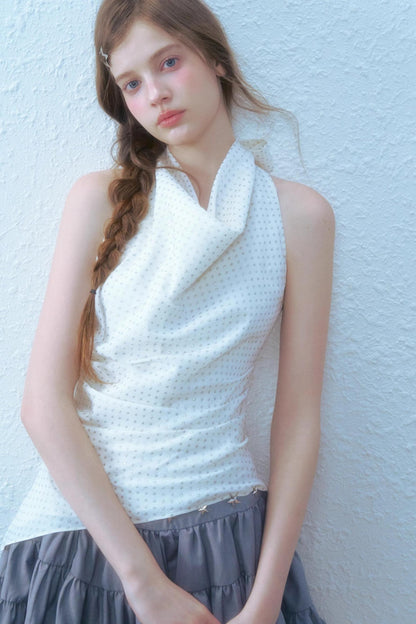 Beige Blue Swing Top