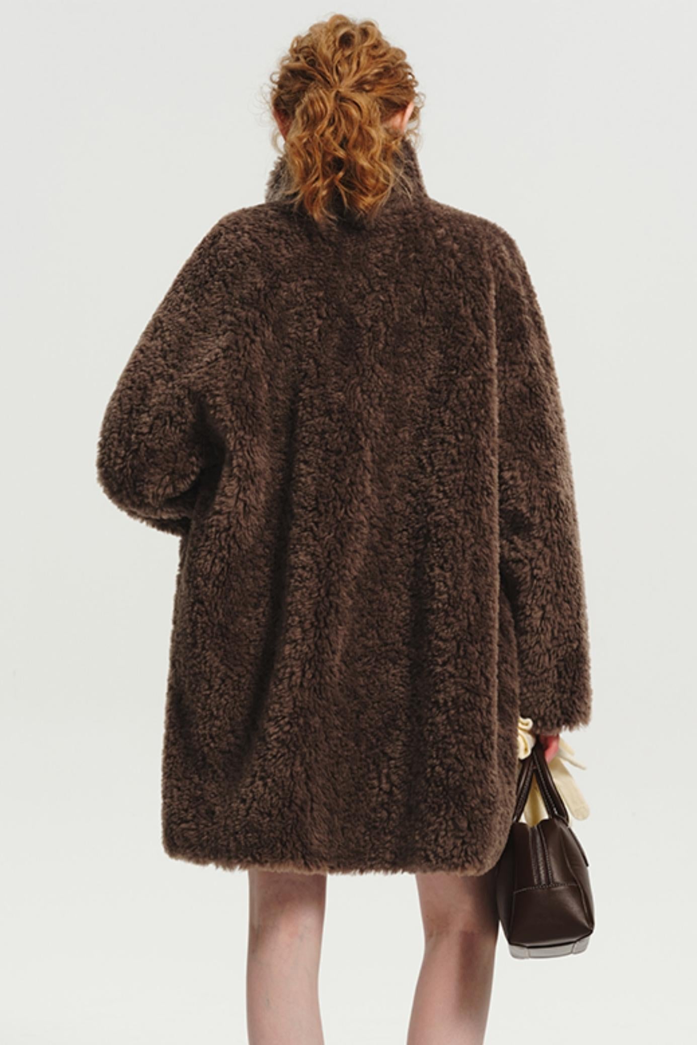 Designer Plus Horn Button Sheep Wool Coat