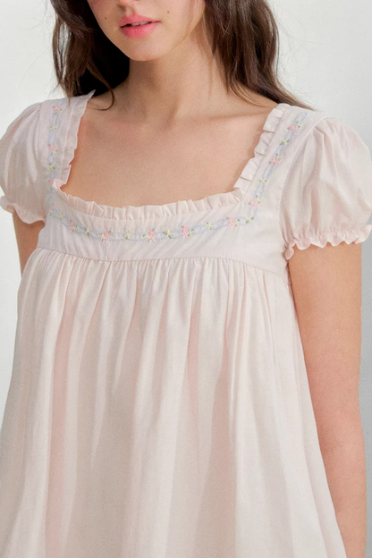 Square Neck Embroidered Dress