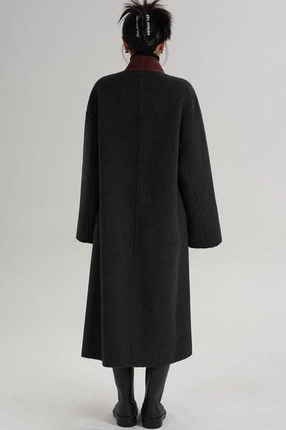 Reversible Contrast Wool Coat