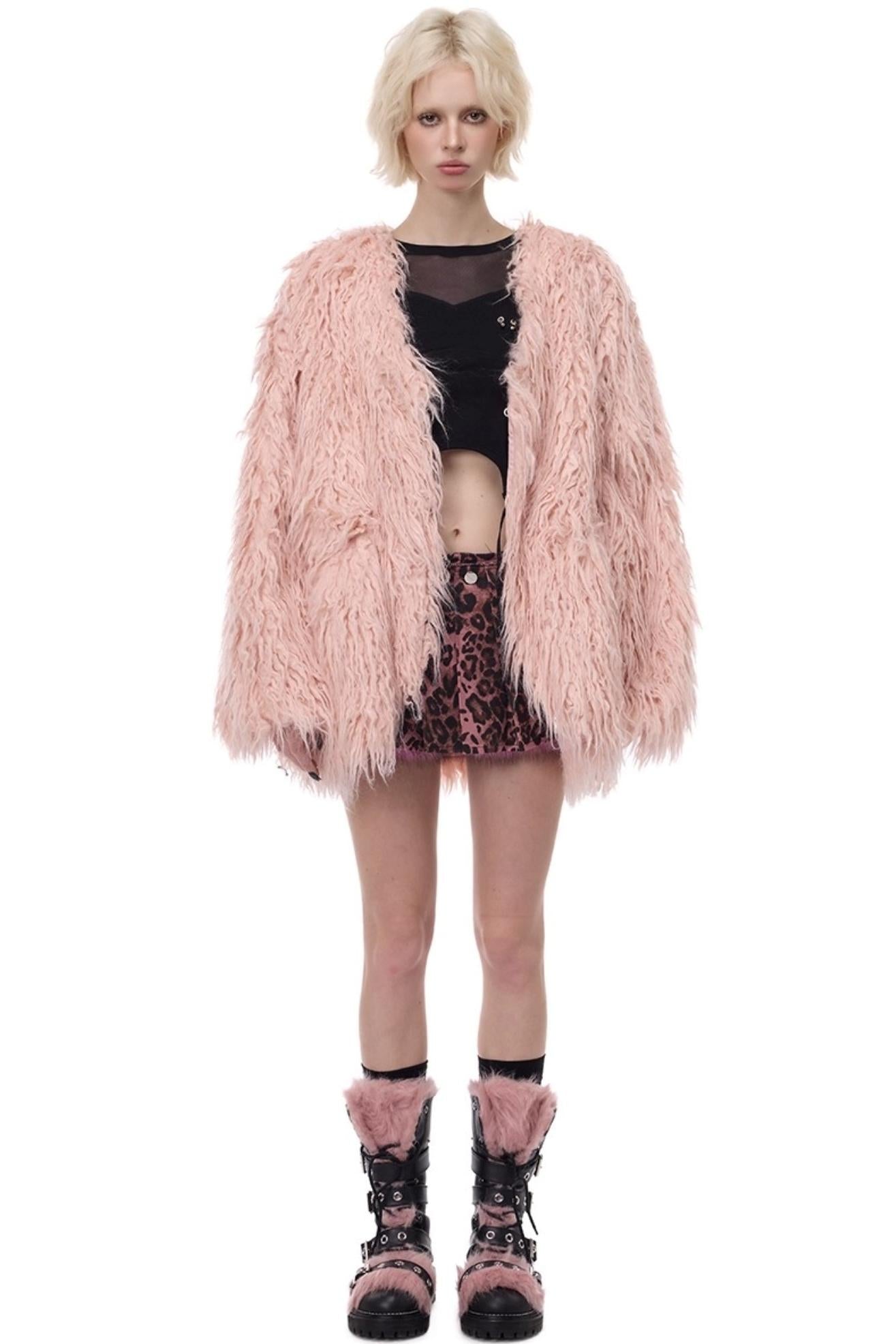 V-Neck Shearling Fur Jacket