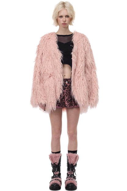 V-Neck Shearling Fur Jacket