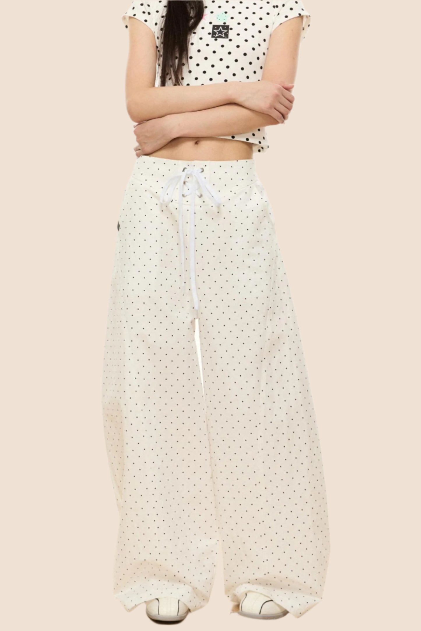 Polka Dot Wide-Leg Pants