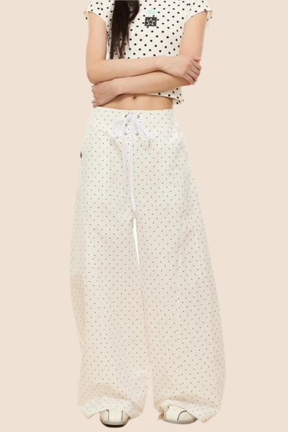 Polka Dot Wide-Leg Pants