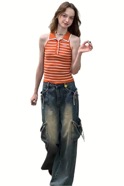 Retro Striped Knit Top