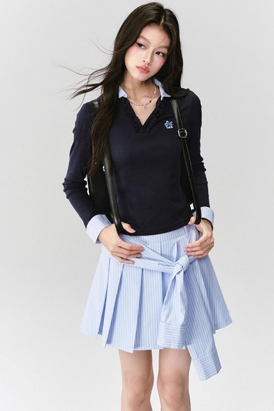 Fragile Love Letter Pleated Skirt Set-Up