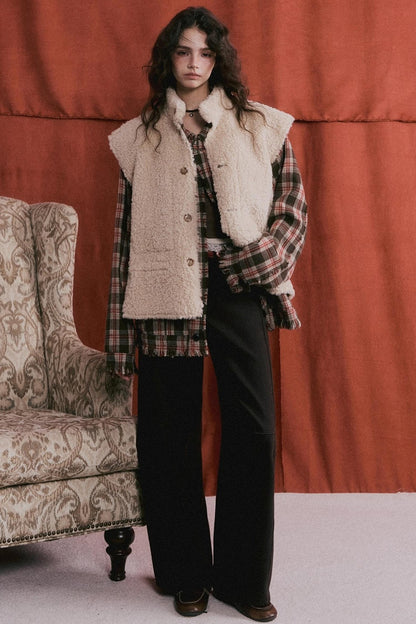 Wool Plaid Frayed Shirt