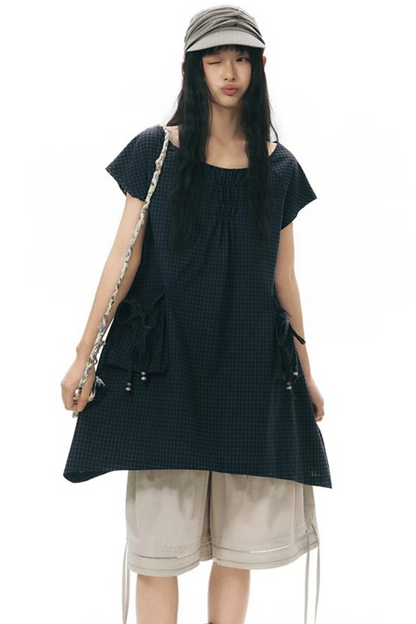 Hand-Woven Plaid Button Phone Chain