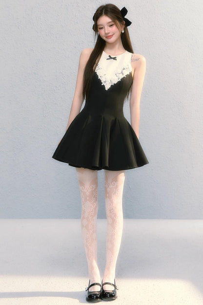 Golden V-Shaped Black Dress