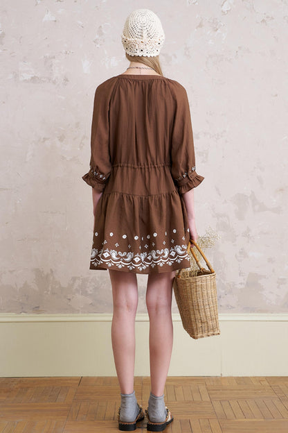 Summer V-Neck Drawstring Dress