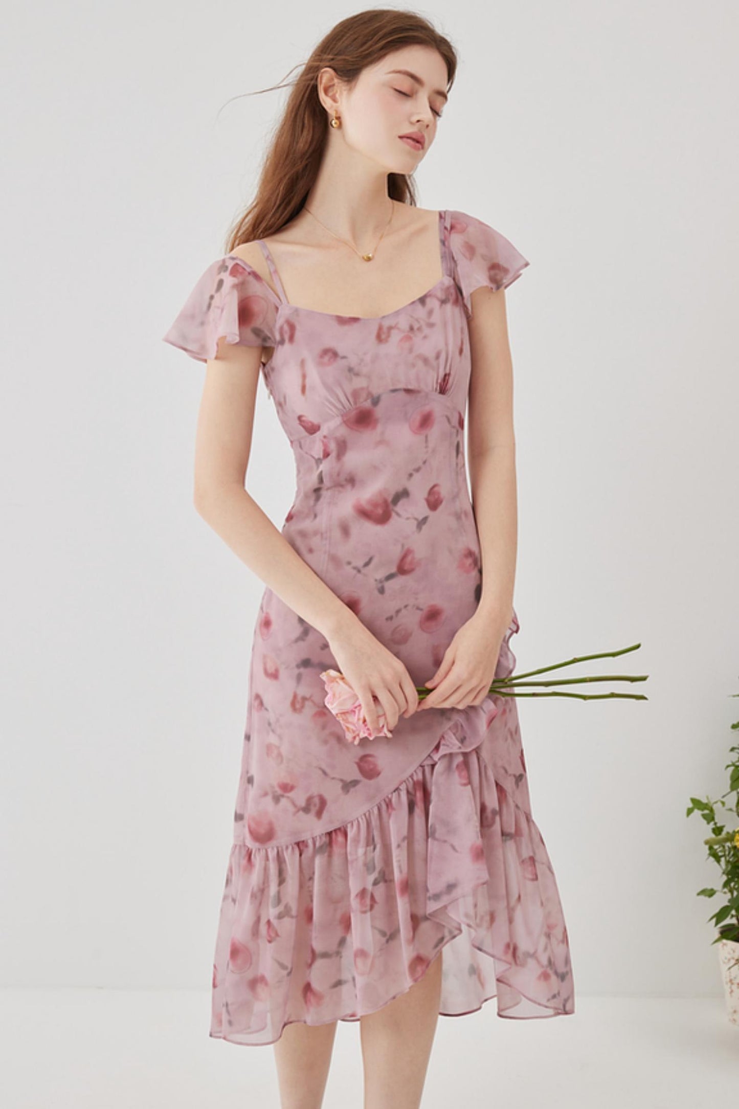 Pink Floral A-Line Dress