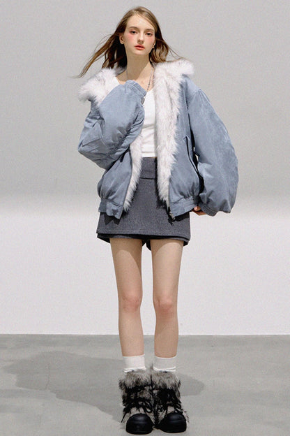 Glacier Blue Reversible Plush Jacket