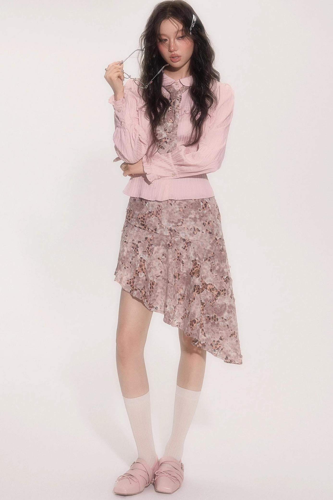 Vintage Doll Collar Shirt With Tie