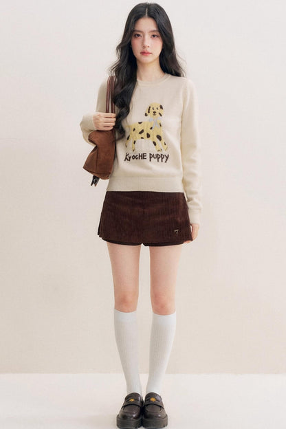 Puppy Jacquard Pullover Sweater