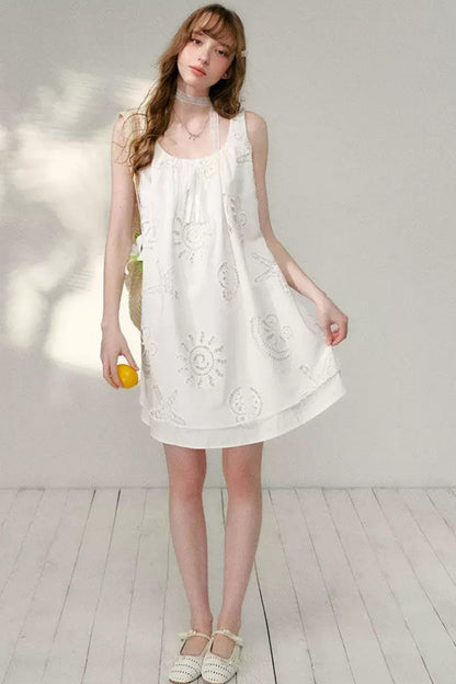 White Hollow A-Line Dress