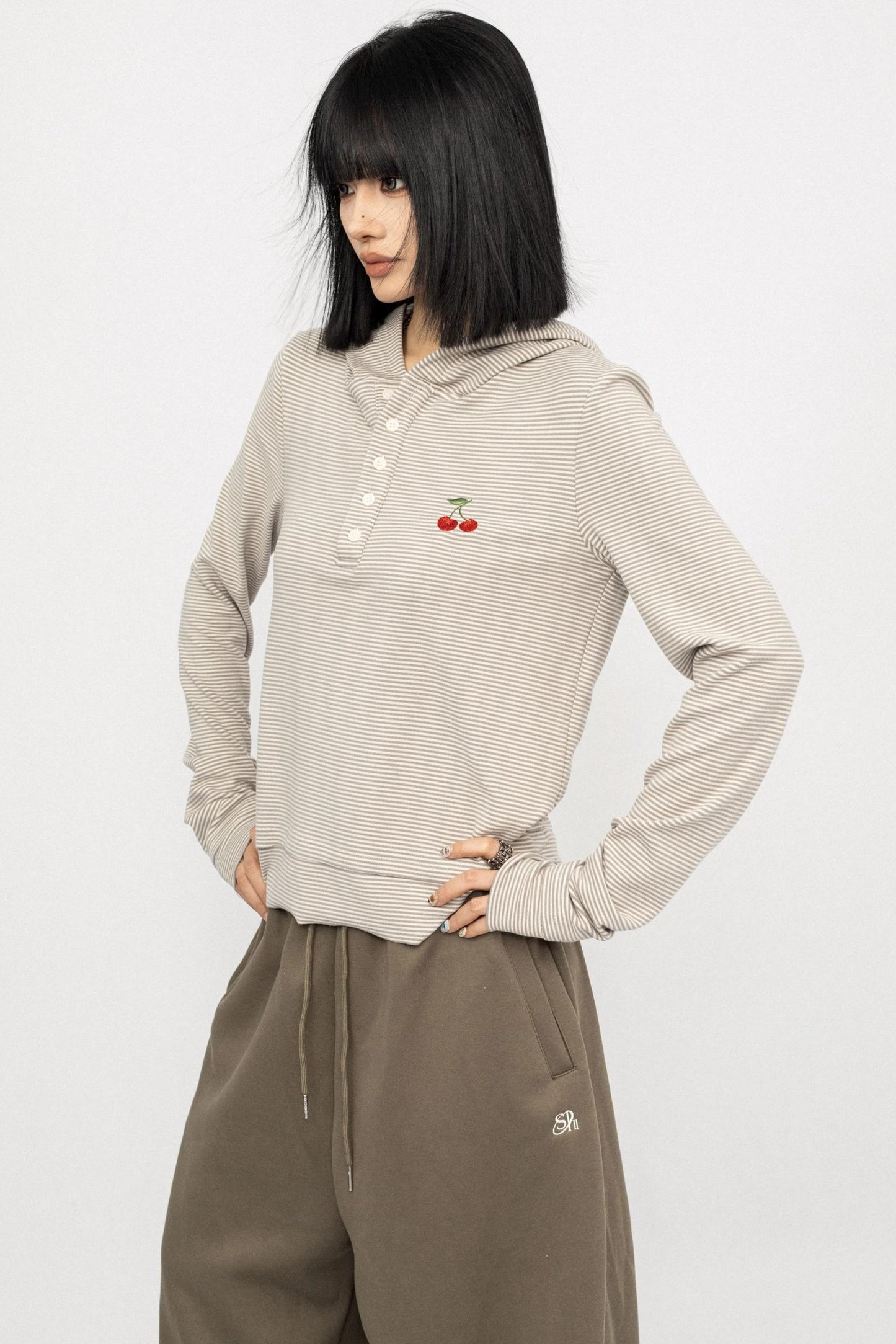 Autumn Striped Hooded Sweatshirt