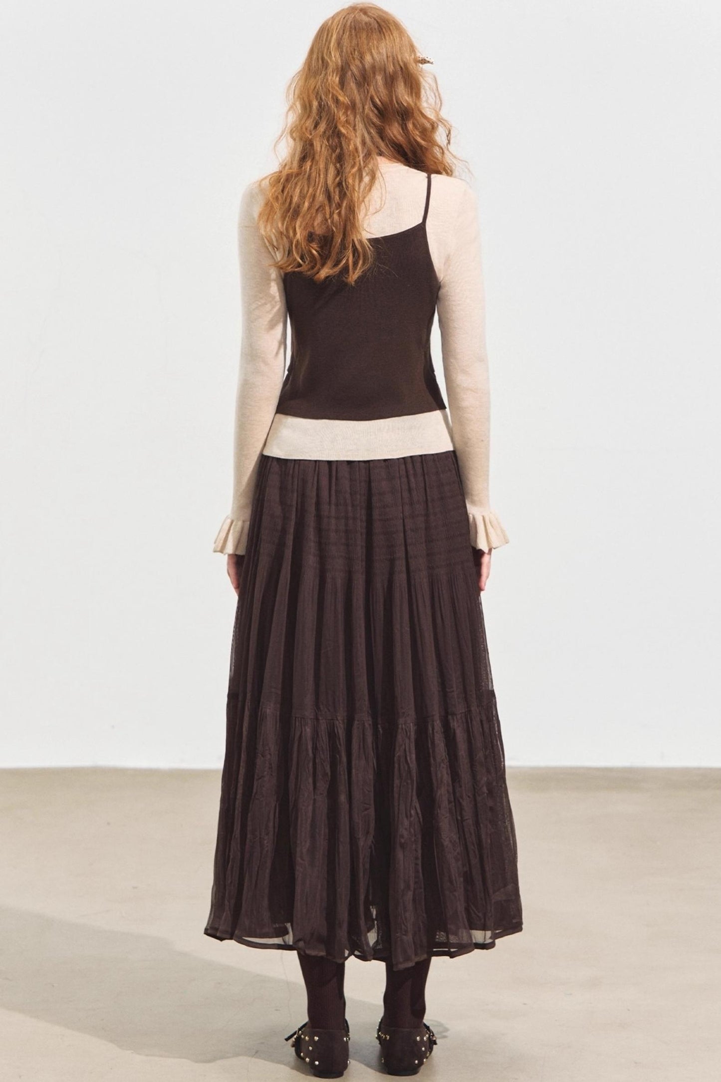 Fake Two Contrasting Lace-Up Top