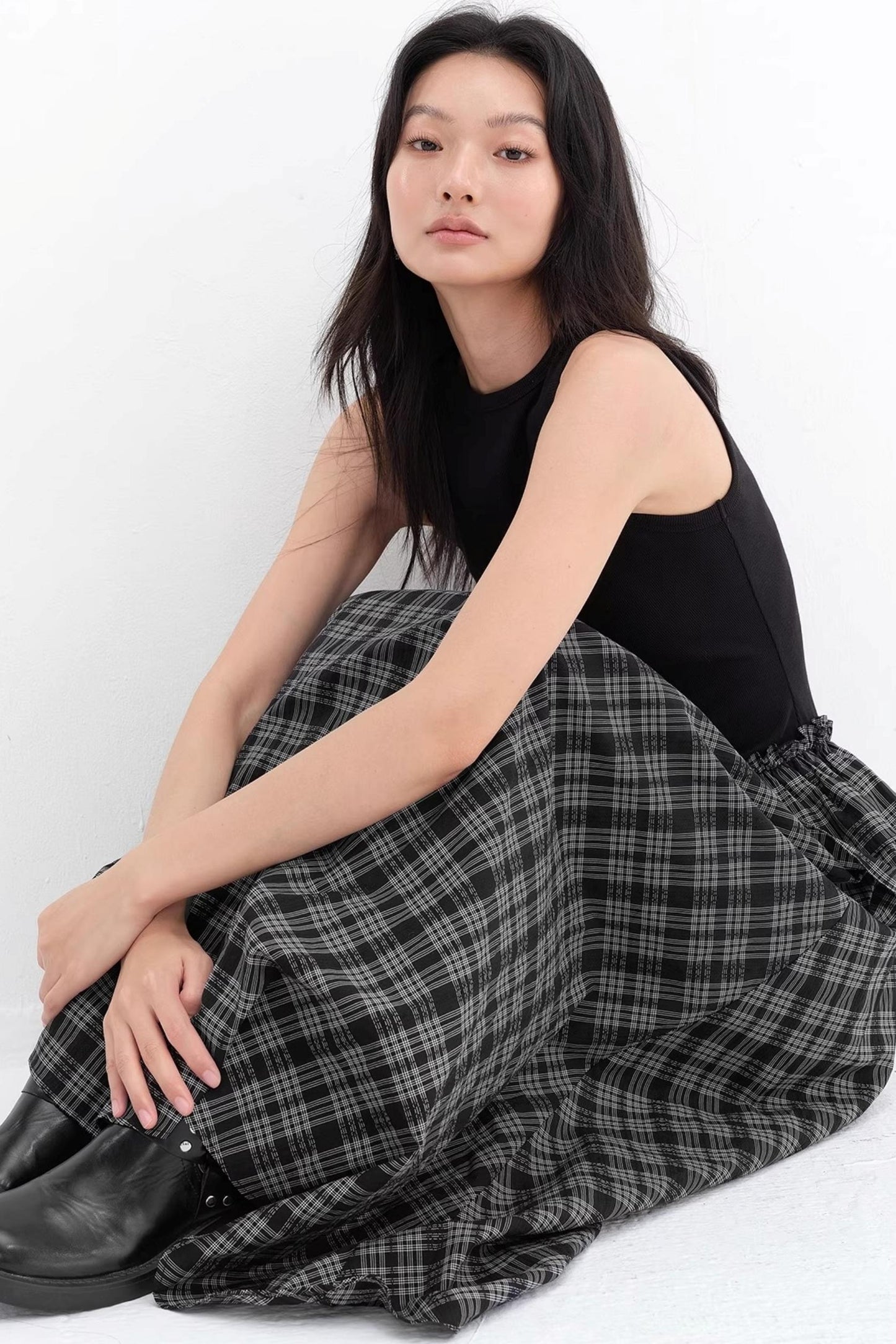 V-Lace Patchwork A-Line Dress