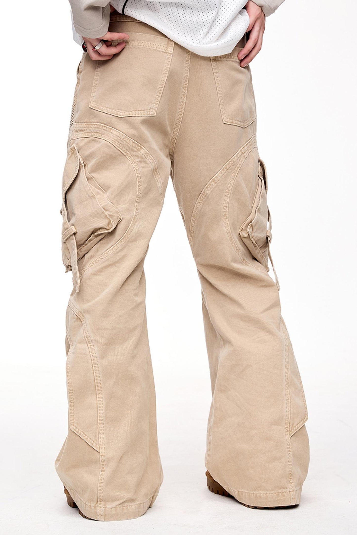 Pleated Bootcut Cargo Pants