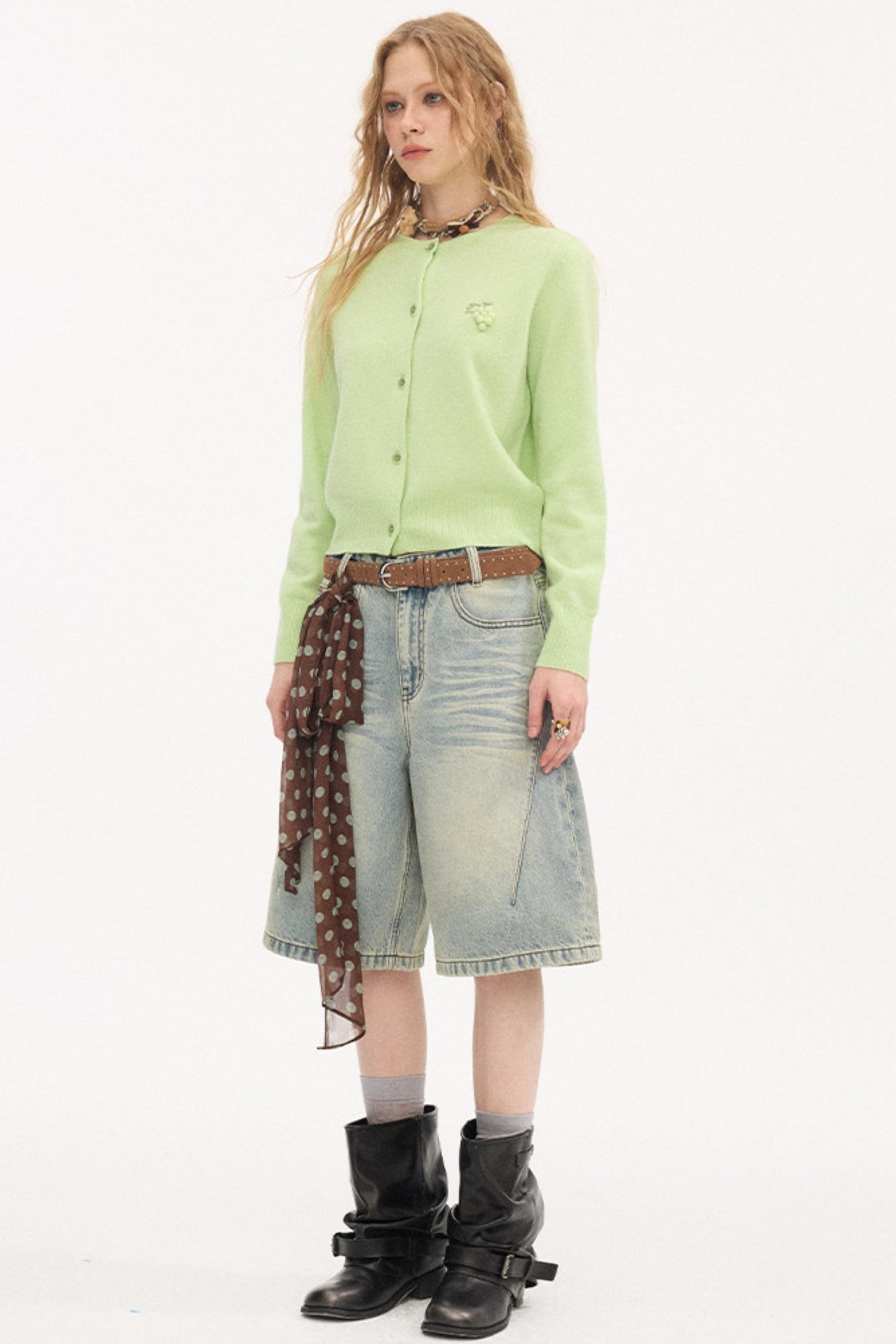 Distressed Denim Split Shorts