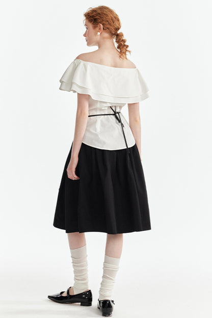 One-Shoulder Lyocell Ruffled Slimming Top