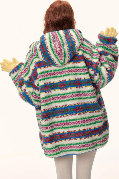 Imitation Cashmere Hooded Jacket