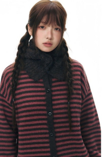 Knit Button Neck Snood Style Hat