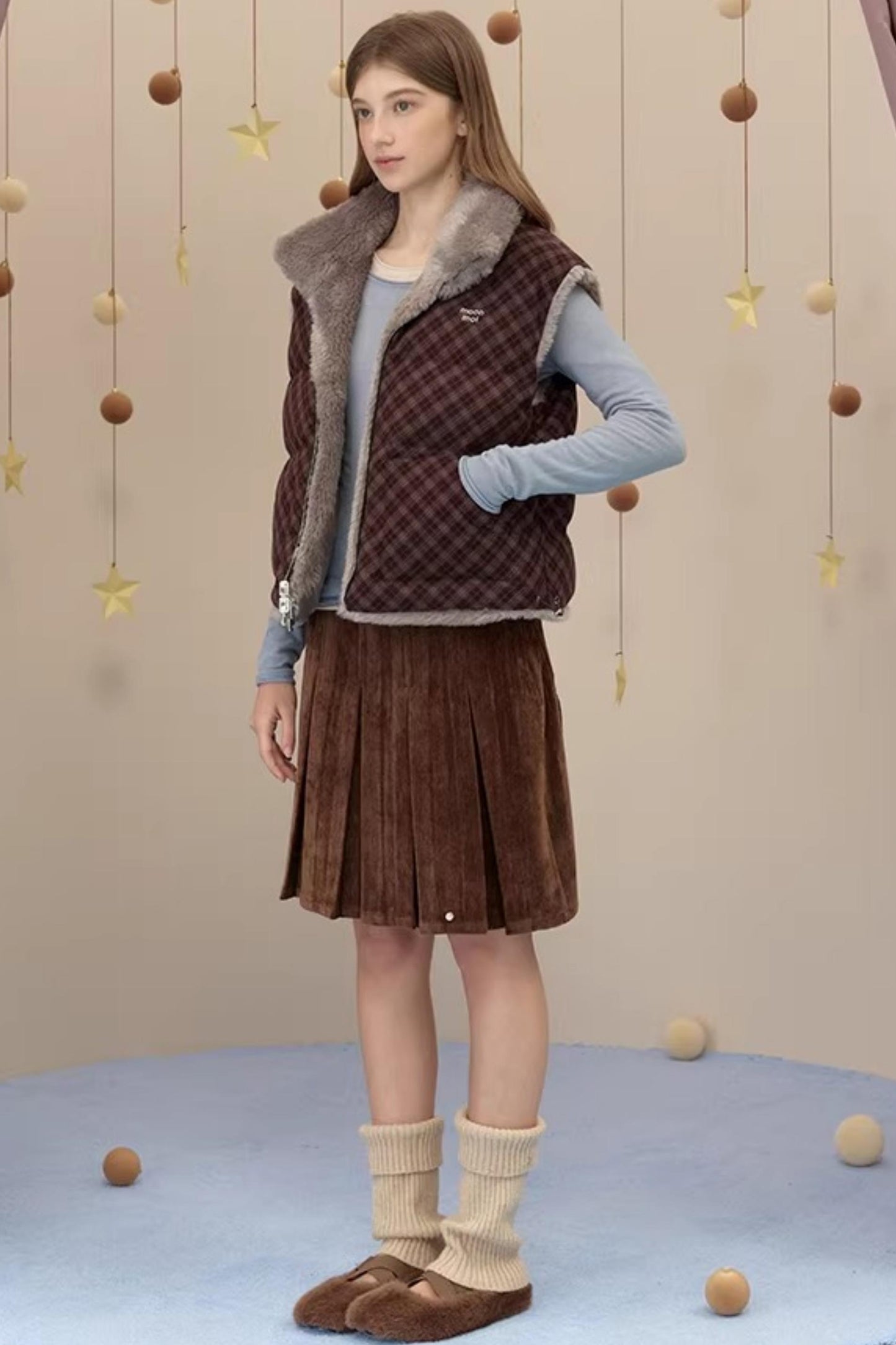 Reversible Suede Pleated Skirt