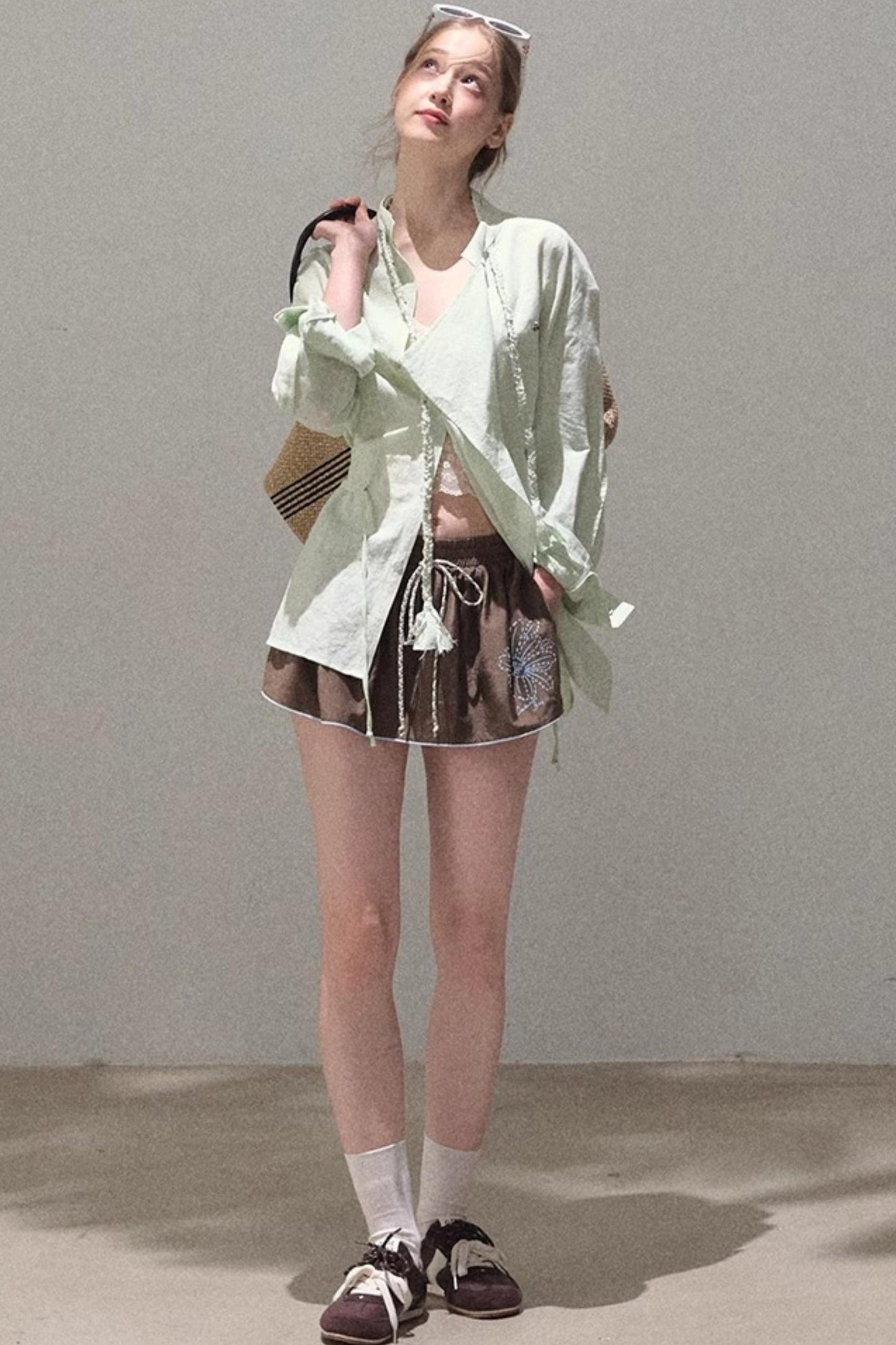 Striped Linen-Cotton Beaded Shirt