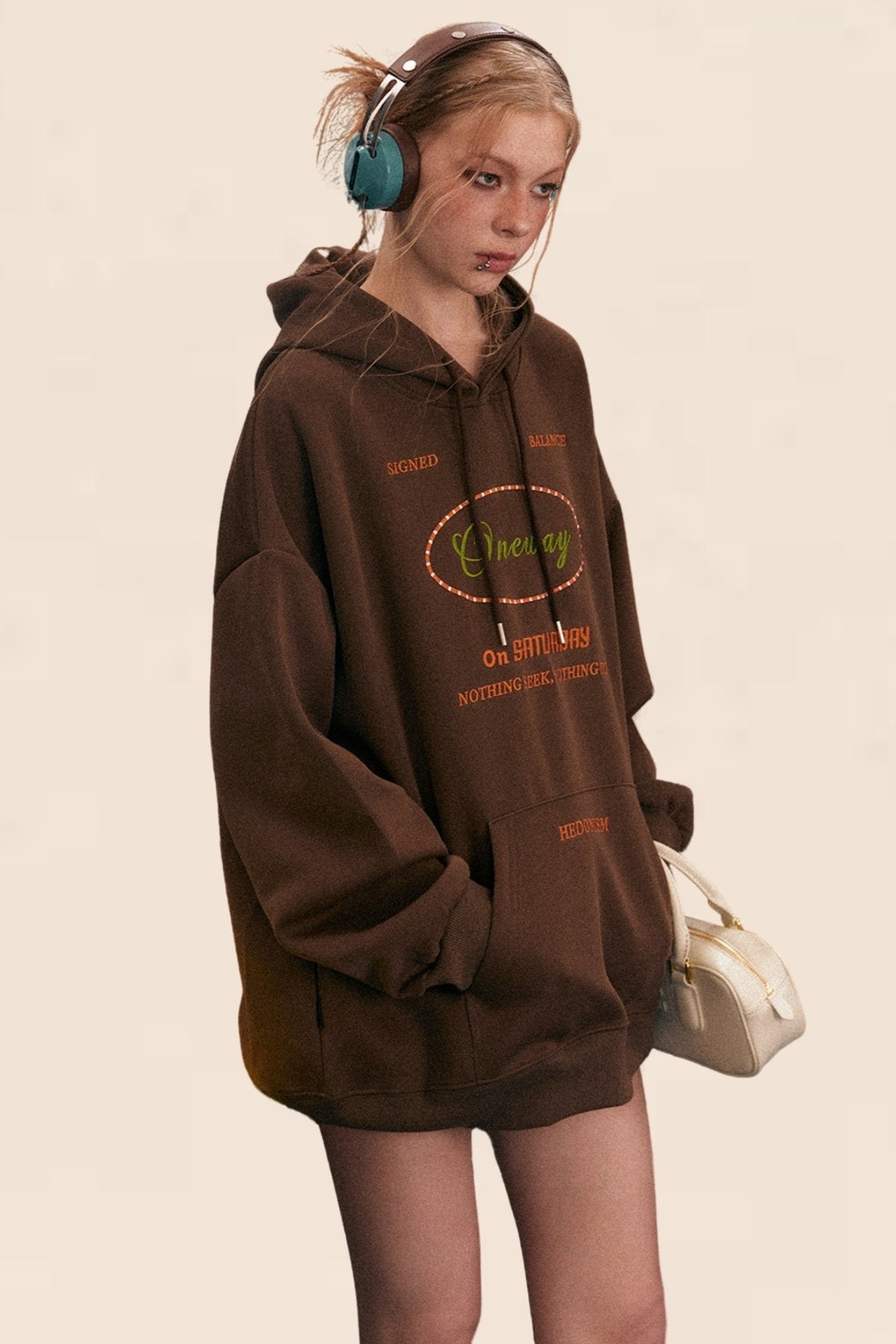 Loose Fit Embroidered Hoodie Sweatshirt