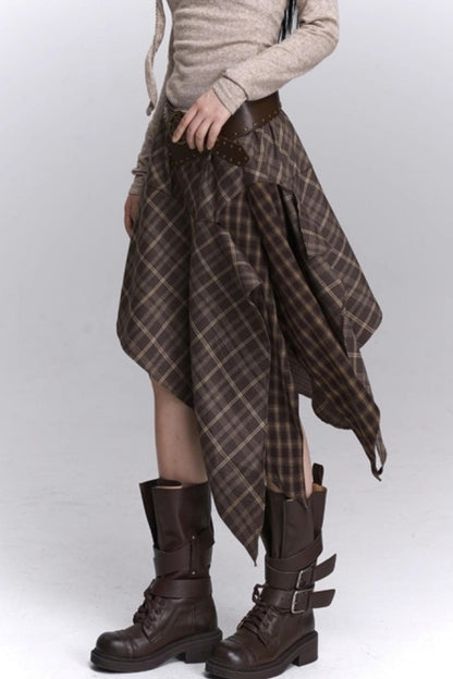 Irregular Plaid Autumn Skirt