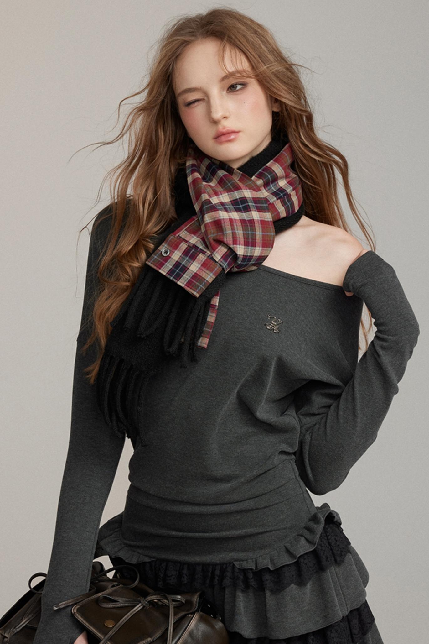 Detachable Check Wool Scarf