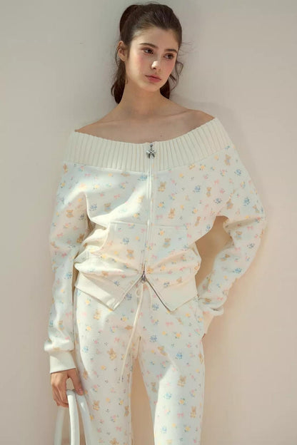 One-Shoulder Sweater With Trousers Set-Up